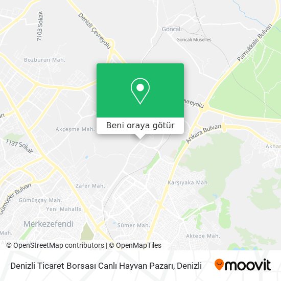 Denizli Ticaret Borsası Canlı Hayvan Pazarı harita