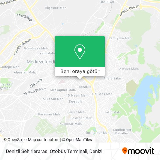 Denizli Şehirlerarası Otobüs Terminali harita