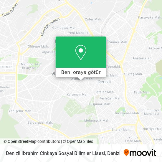 Denizli Ibrahim Cinkaya Sosyal Bilimler Lisesi harita