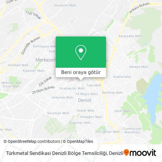 Türkmetal Sendikasi Denizli Bölge Temsilciliği harita