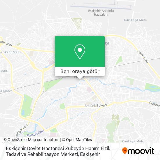 Eskişehir Devlet Hastanesi Zübeyde Hanım Fizik Tedavi ve Rehabilitasyon Merkezi harita