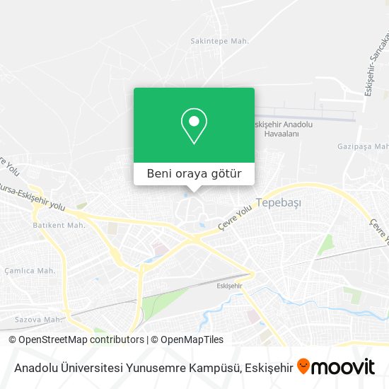 Anadolu Üniversitesi Yunusemre Kampüsü harita