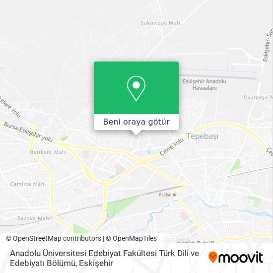 anadolu universitesi edebiyat fakultesi turk dili ve edebiyati bolumu merkez nerede otobus veya tramvay ile nasil gidilir