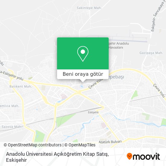 Anadolu Üniversitesi Açıköğretim Kitap Satış harita