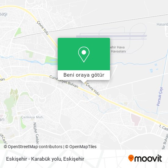 Eskişehir - Karabük yolu harita