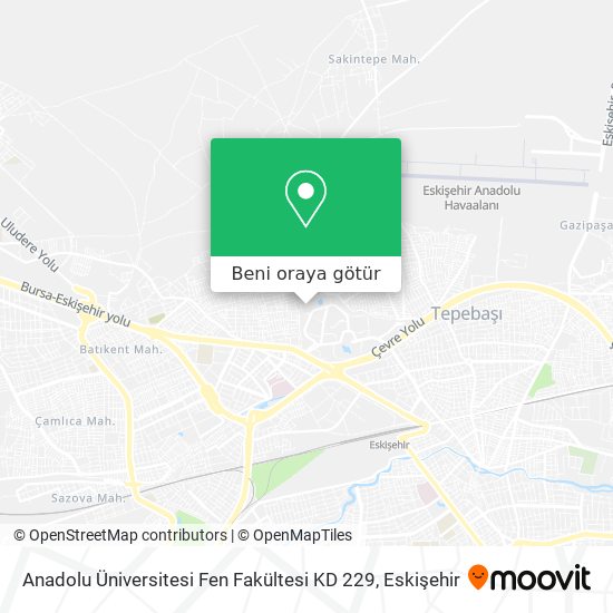 Anadolu Üniversitesi Fen Fakültesi KD 229 harita