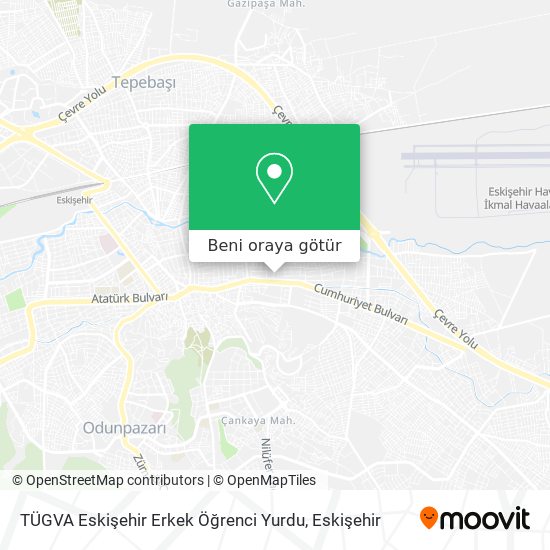 TÜGVA Eskişehir Erkek Öğrenci Yurdu harita