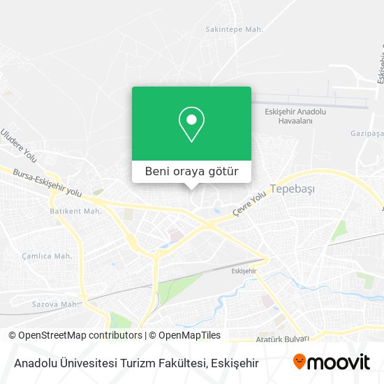Anadolu Ünivesitesi Turizm Fakültesi harita