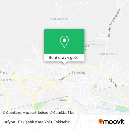 Afyon - Eskişehir Kara Yolu harita