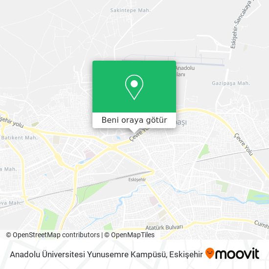 Anadolu Üniversitesi Yunusemre Kampüsü harita