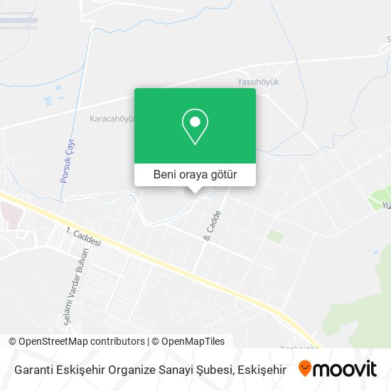 Garanti Eskişehir Organize Sanayi Şubesi harita