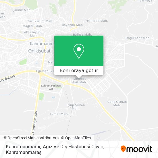 Kahramanmaraş Ağız Ve Diş Hastanesi Civarı harita