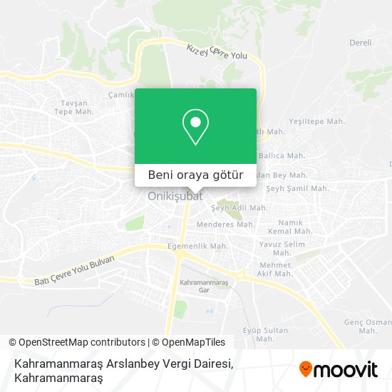 Kahramanmaraş Arslanbey Vergi Dairesi harita