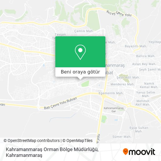 Kahramanmaraş Orman Bölge Müdürlüğü harita