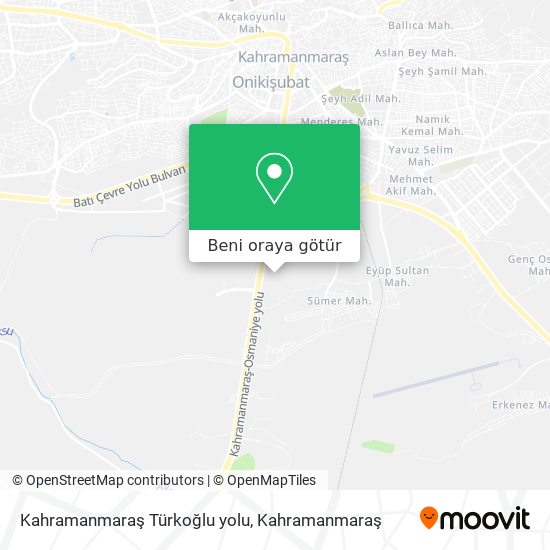 Kahramanmaraş Türkoğlu yolu harita