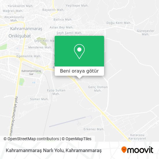 Kahramanmaraş Narlı Yolu harita