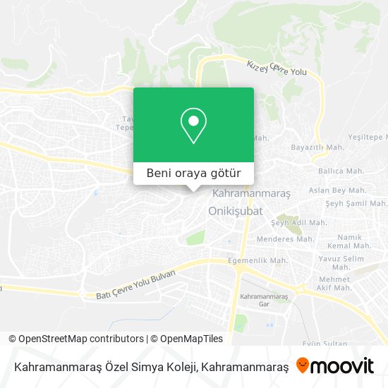 Kahramanmaraş Özel Simya Koleji harita