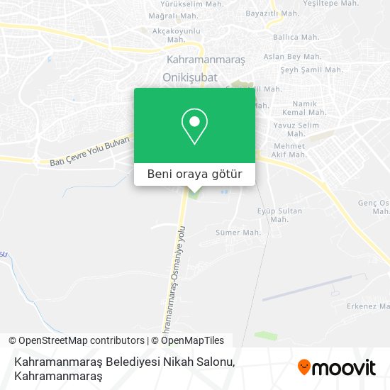 Kahramanmaraş Belediyesi Nikah Salonu harita