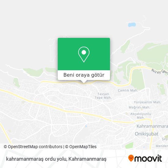 kahramanmaraş ordu yolu harita