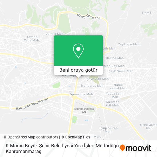 K.Maras Büyük Şehir Belediyesi Yazı İşleri Müdürlüğü harita