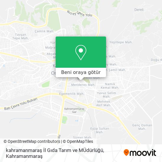 kahramanmaraş İl Gıda Tarım ve MÜdürlüğü harita