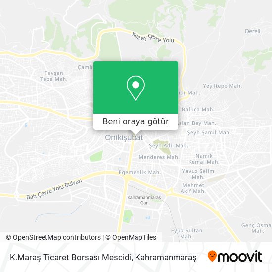 K.Maraş Ticaret Borsası Mescidi harita