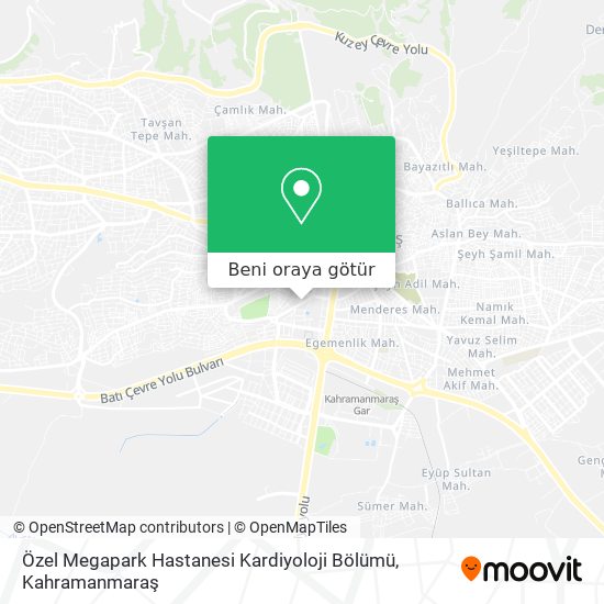 Özel Megapark Hastanesi Kardiyoloji Bölümü harita