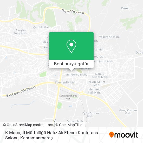 K.Maraş İl Müftülüğü Hafız Ali Efendi Konferans Salonu harita