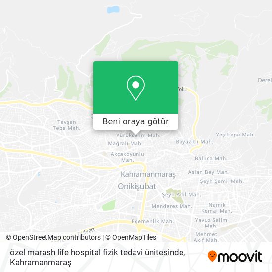 özel marash life hospital fizik tedavi ünitesinde harita