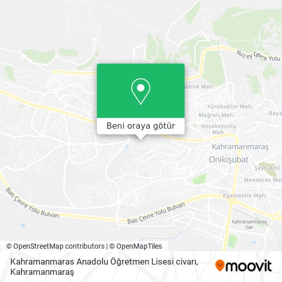 Kahramanmaras Anadolu Öğretmen Lisesi civarı harita