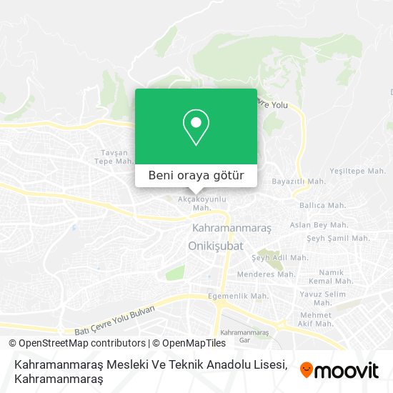 Kahramanmaraş Mesleki Ve Teknik Anadolu Lisesi harita