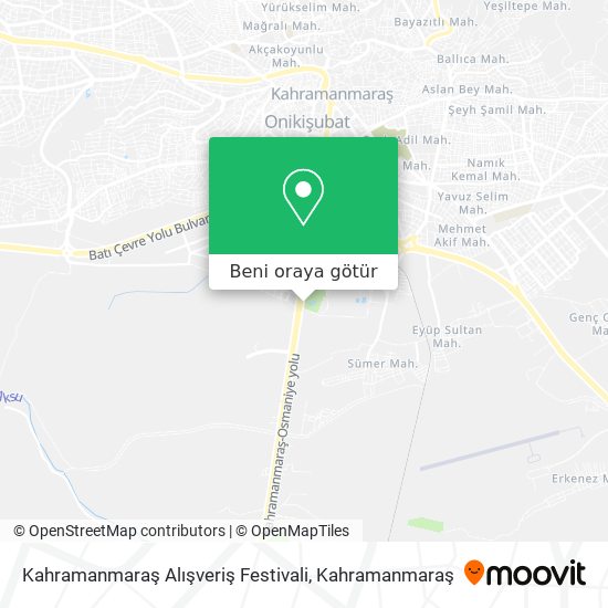 Kahramanmaraş Alışveriş Festivali harita