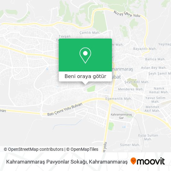 Kahramanmaraş Pavyonlar Sokağı harita