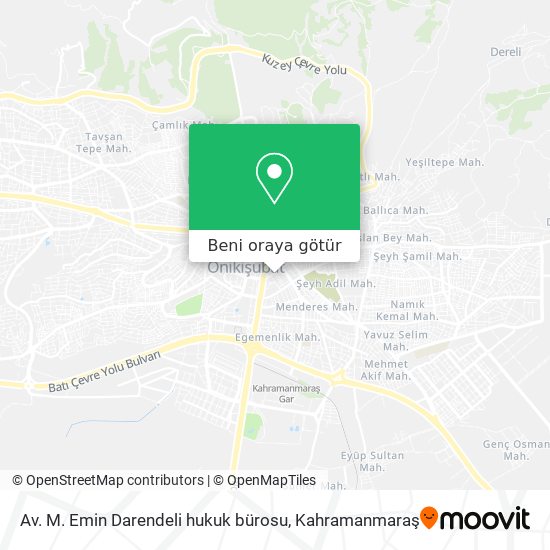 Av. M. Emin Darendeli hukuk bürosu harita