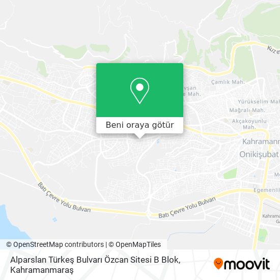 Alparslan Türkeş Bulvarı Özcan Sitesi B Blok harita