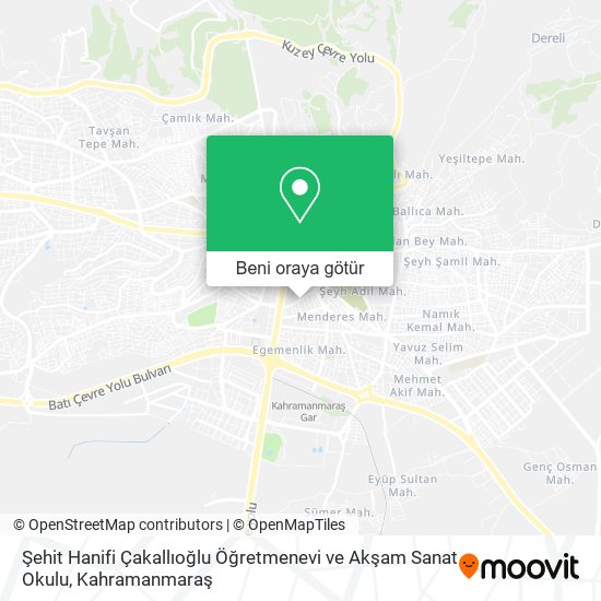Şehit Hanifi Çakallıoğlu Öğretmenevi ve Akşam Sanat Okulu harita