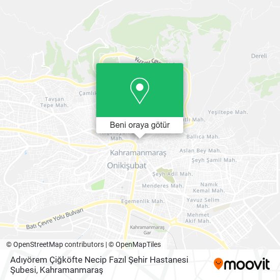 Adıyörem Çiğköfte Necip Fazıl Şehir Hastanesi Şubesi harita