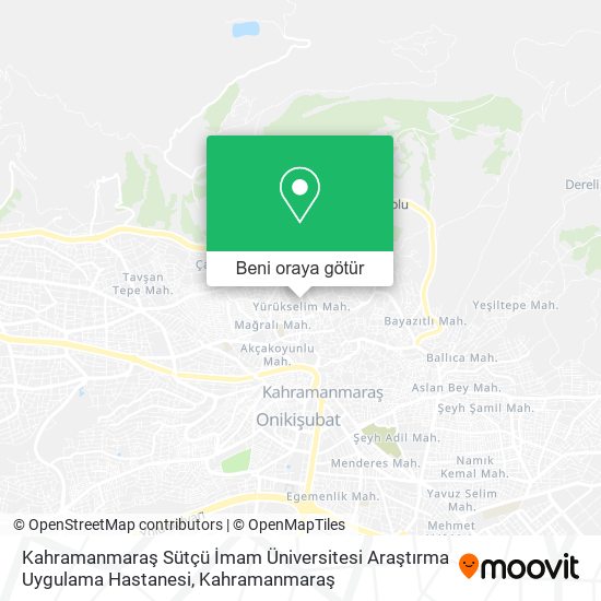 Kahramanmaraş Sütçü İmam Üniversitesi Araştırma Uygulama Hastanesi harita