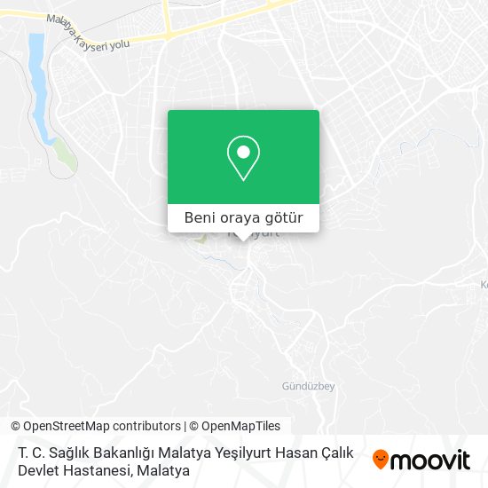 T. C. Sağlık Bakanlığı Malatya Yeşilyurt Hasan Çalık Devlet Hastanesi harita