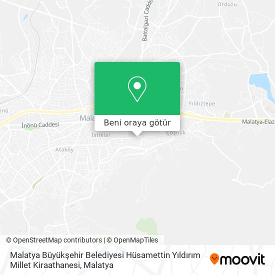Malatya Büyükşehir Belediyesi Hüsamettin Yıldırım Millet Kiraathanesi harita