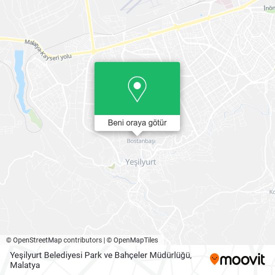 Yeşilyurt Belediyesi Park ve Bahçeler Müdürlüğü harita