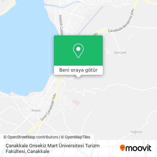 Çanakkale Onsekiz Mart Üniversitesi Turizm Fakültesi harita