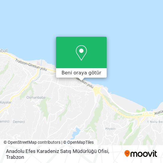 Anadolu Efes Karadeniz Satış Müdürlüğü Ofisi harita