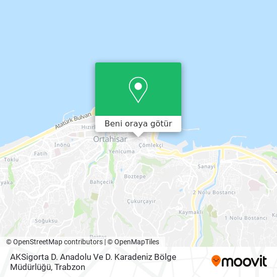 AKSigorta D. Anadolu Ve D. Karadeniz Bölge Müdürlüğü harita