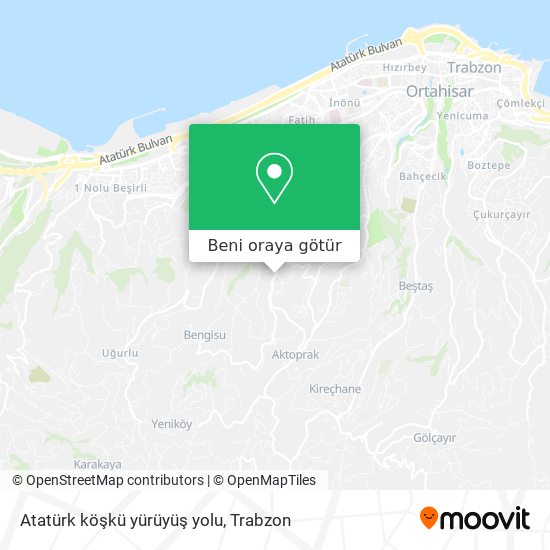 Atatürk köşkü yürüyüş yolu harita
