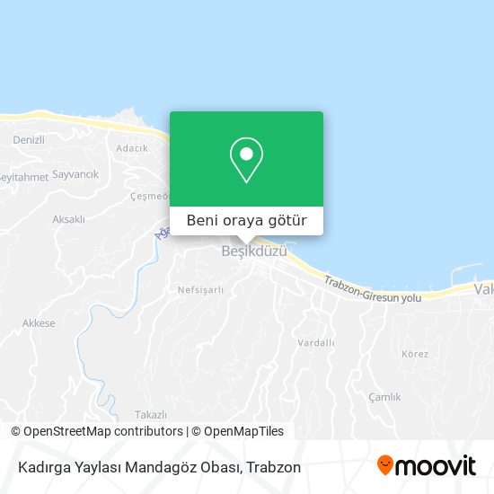 Kadırga Yaylası Mandagöz Obası harita