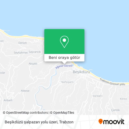 Beşikdüzü şalpazarı yolu üzeri harita