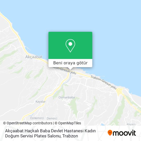 Akçaabat Haçkalı Baba Devlet Hastanesi Kadın Doğum Servisi Plates Salonu harita
