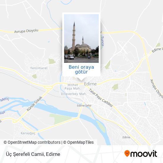 Üç Şerefeli Camii harita