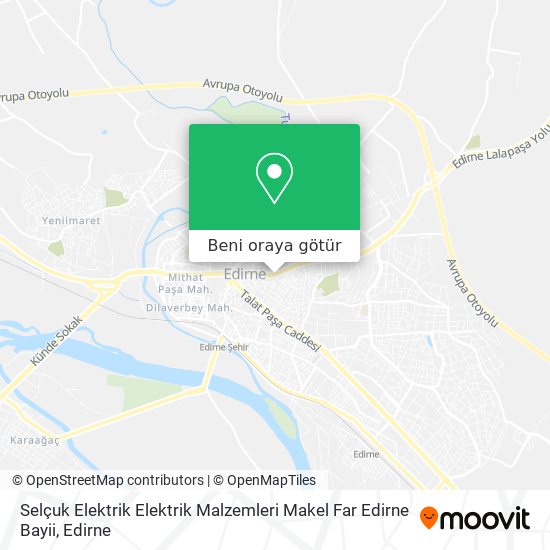 Selçuk Elektrik Elektrik Malzemleri Makel Far Edirne Bayii harita